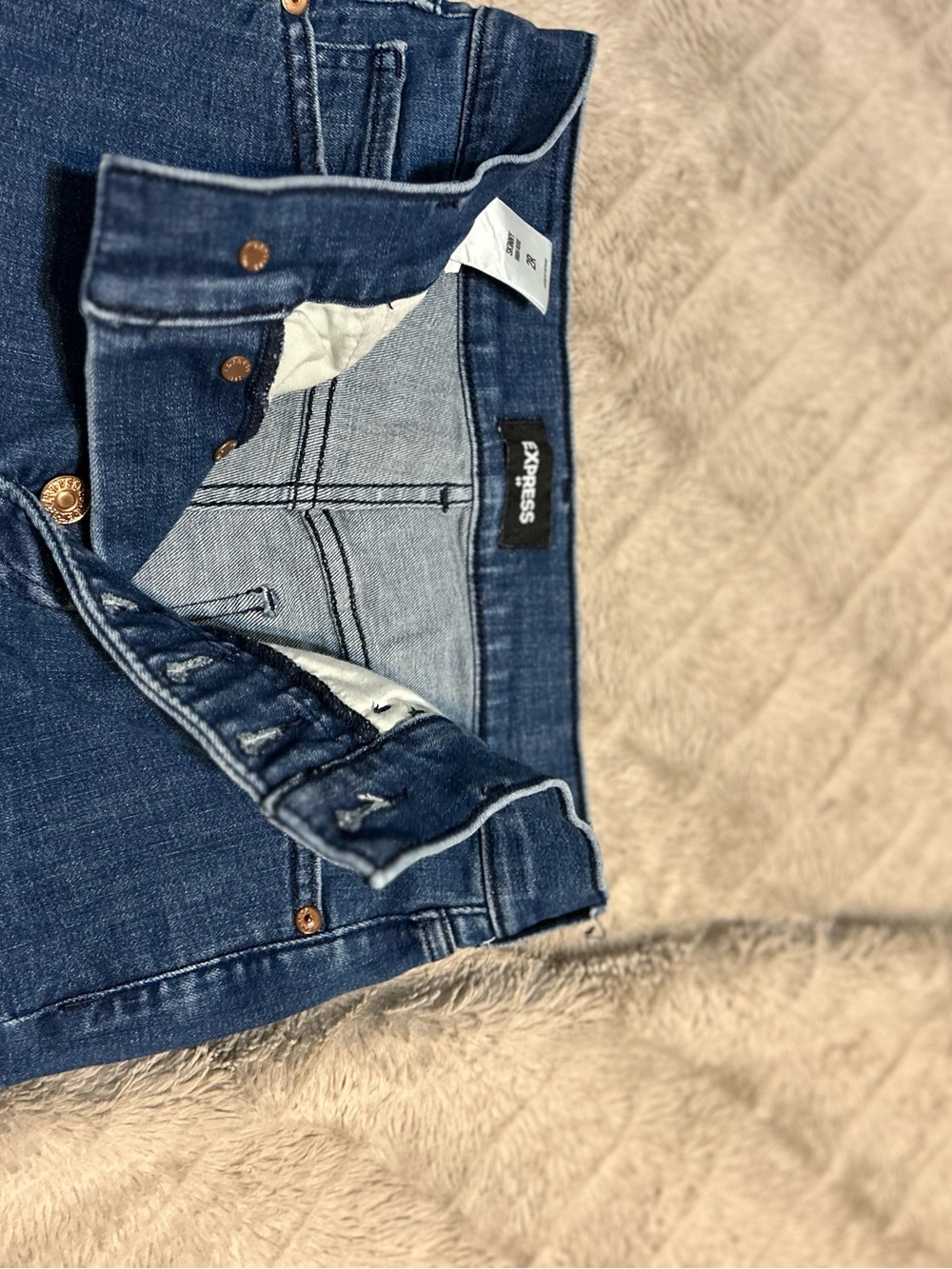 Express Dark Blue Denim High-Rise Jeans - Picture 7 of 7